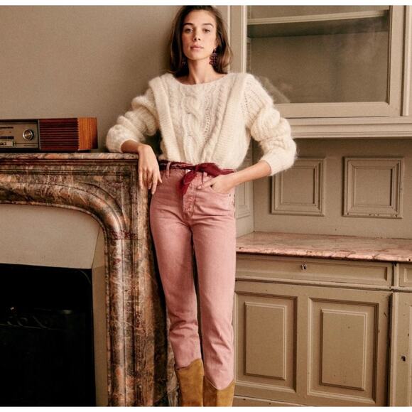 B45 Sezane Brune Jumper Sweater XS Wool Alpaca Cable XS Parisian Chic Romantic - Picture 2 of 11